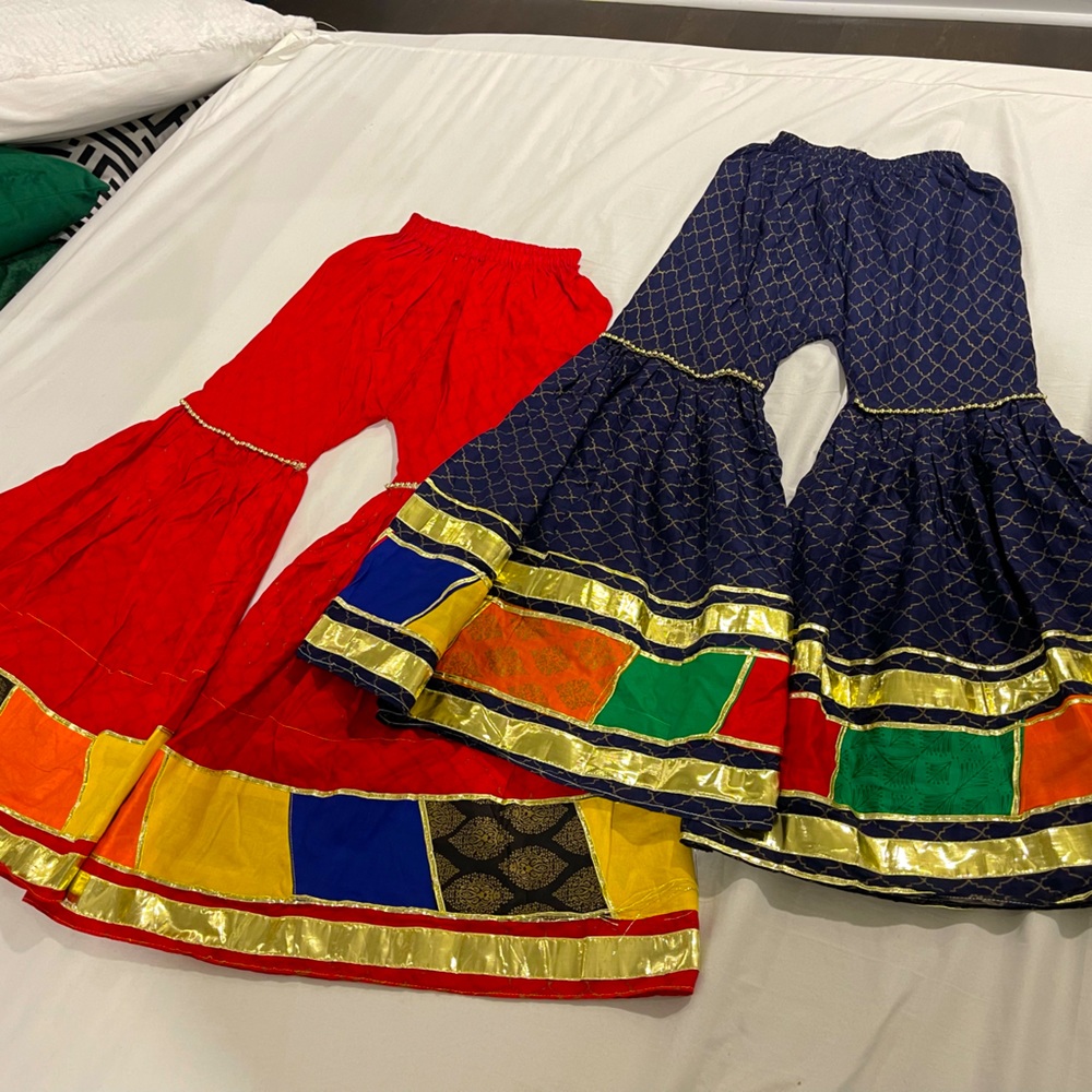 Salwar Kameez Kids Bottoms - Red and Blue